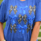 Blue And Black Bows Tee