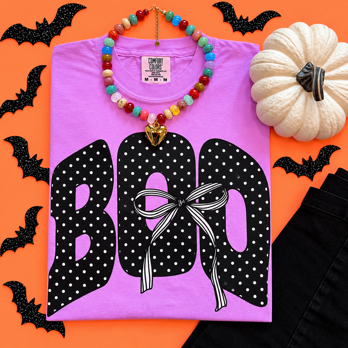 RTS Boo Polka Dot Bow Tee