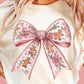 Vintage gingerbread pink bow design tee / sweatshirt l