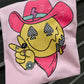 Hot pink checker face peace sign tee or sweatshirt