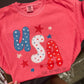 USA stars Graphic Tee | Fourth of July Shirt | Red White & Blue Summer Tee | Cute Americana Graphic Tee | Comfort Colors USA Shirt