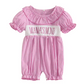 Pink Plaid Bubble Sleeve Embroidered Mama's Mini Romper