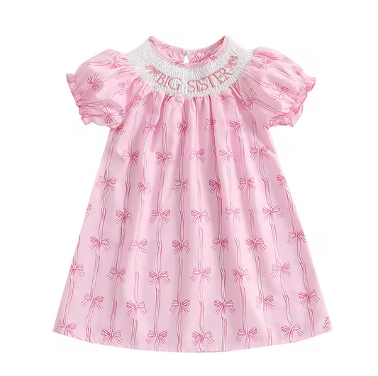 Big Sister Smocked Bow Dress