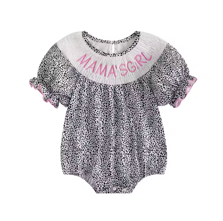 Black and White Mama's Girl Smocked Romper