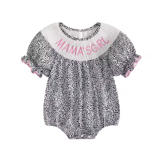 Black and White Mama's Girl Smocked Romper