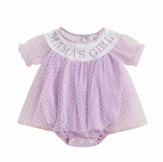 Purple Mama's Girl Tulle Romper Dress