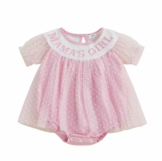 Pink Mama's Girl Tulle Romper Dress