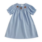 Blue Striped Puppy Smocked Dress