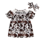 Mama's Girl Brown Cow Print Smocked Dress