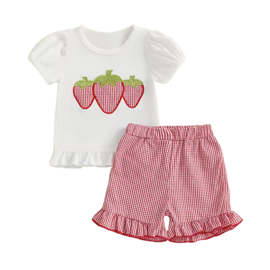 Strawberry Embroidered Short Set