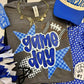 GAME DAY BLUE CHECKERED STARS TEE