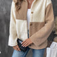 Perfect Color Block Collared Neck Long Sleeve Jacket