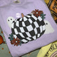 Checkered pumpkin & ghosts tee & sweatshirt