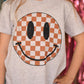 Brown Checkered Happy Face Tee